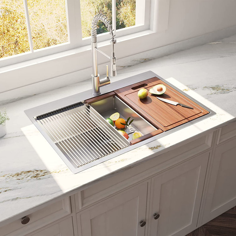 ALWEN 33'' L DropIn Single Bowl Stainless Steel Kitchen Sink & Reviews